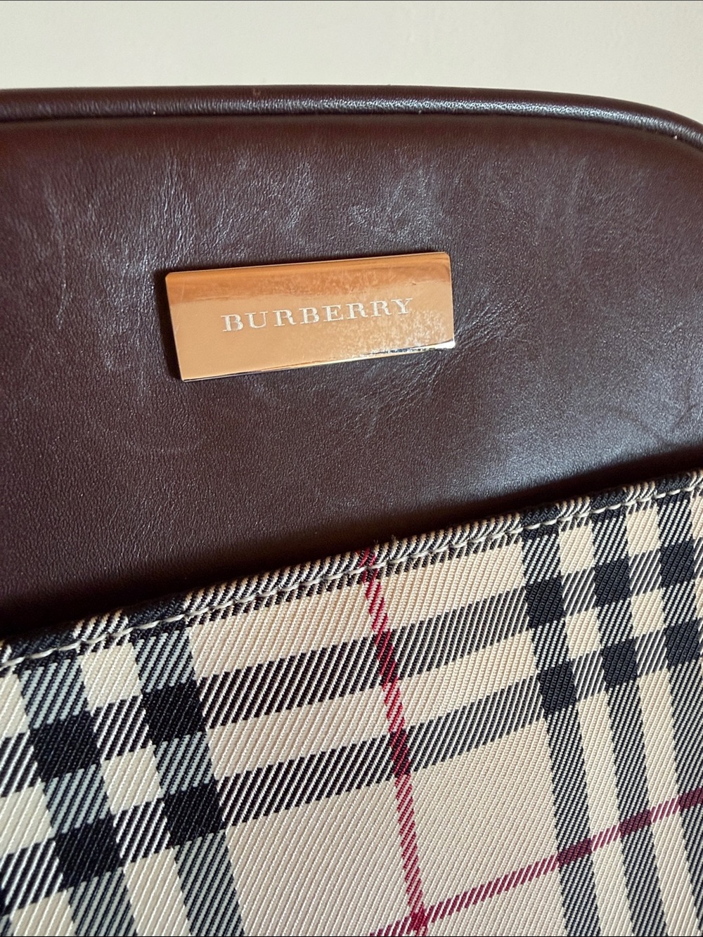 🤎 Burberry 🤎Brown Leather & Beige Nova Check Messenger / Camera Bag - Picture 3 of 6